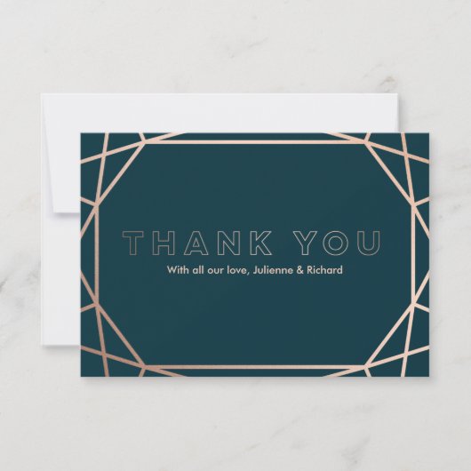 Moderne geometrische diamant vormige bruiloft dank bedankkaart (Voorkant)