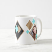 Moderne geometrische diamanten 2-foto en monogram koffiemok (Voorkant rechts)