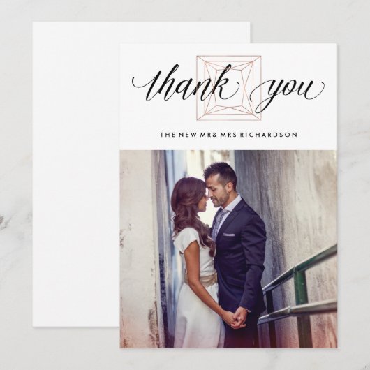 Moderne geometrische diamanten bruiloft Dank u Bedankkaart (Voorkant / Achterkant)