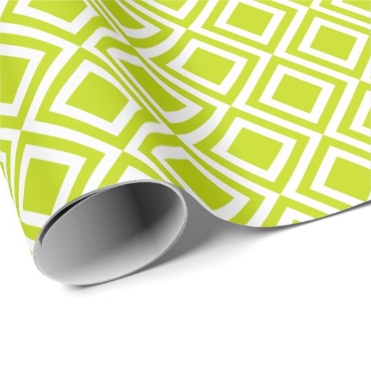Moderne Geometrische diamanten Lime Green Moroccan Cadeaupapier (Rol Hoek)