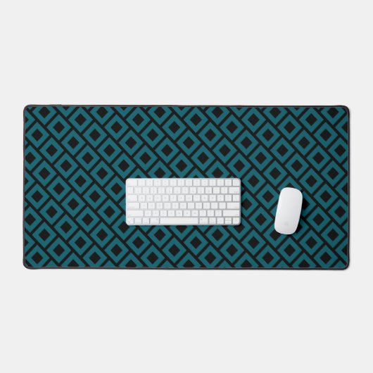 Moderne geometrische diamantpatroon in diep teal bureaumat (Keyboard & Muis)