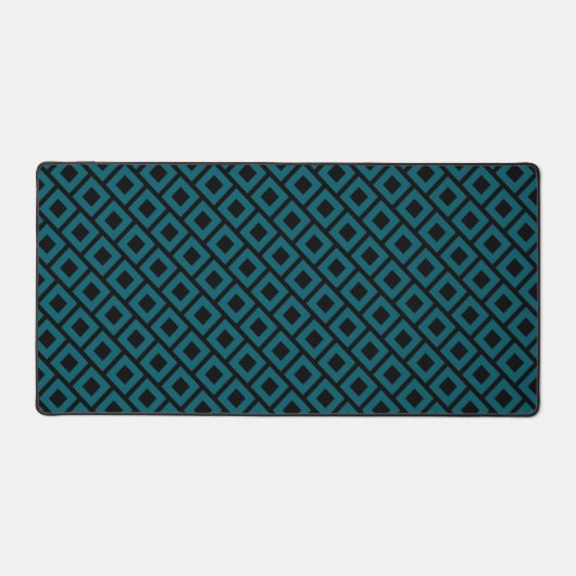 Moderne geometrische diamantpatroon in diep teal bureaumat (Voorkant)