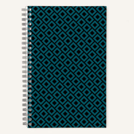 Moderne geometrische diamantpatroon in diep teal notitieboek