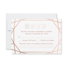 Moderne geometrische diamantvormige bruiloft RSVP
