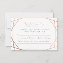 Moderne geometrische diamantvormige bruiloft RSVP Kaartje