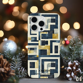 Moderne Geometrische Doolhof – Getextureerde Elega iPhone 15 Pro Max Hoesje