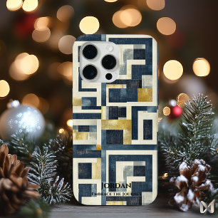 Moderne Geometrische Doolhof – Getextureerde Elega iPhone 15 Pro Max Hoesje