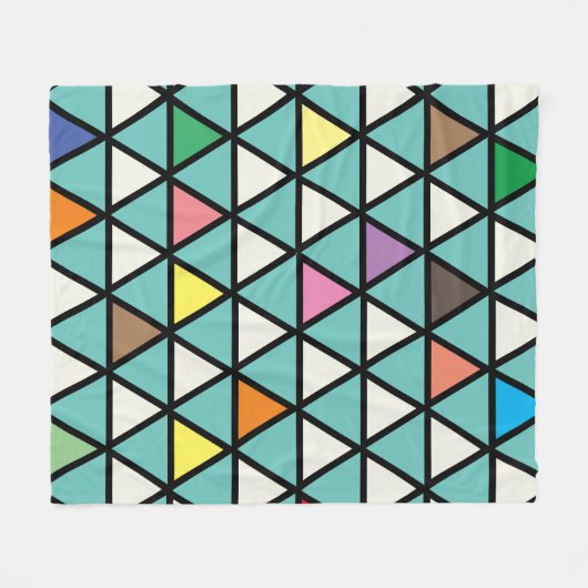 Moderne Geometrische Driehoek Kleur Pop Fleece Deken (Voorkant (Horizontaal))