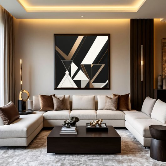 Moderne Geometrische Driehoeken Art Deco Canvas Afdruk