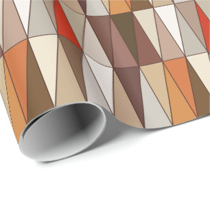 Moderne geometrische driehoeken, beige, bruin, roo cadeaupapier