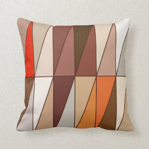 Moderne geometrische driehoeken, beige, bruin, roo kussen
