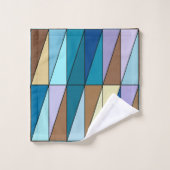 Moderne geometrische driehoeken, blauw en koffie-b bad handdoek (Wasdoekje)