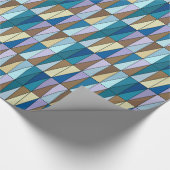 Moderne geometrische driehoeken, blauw en koffie-b cadeaupapier (Hoek)
