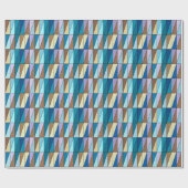 Moderne geometrische driehoeken, blauw en koffie-b cadeaupapier (Vlak)