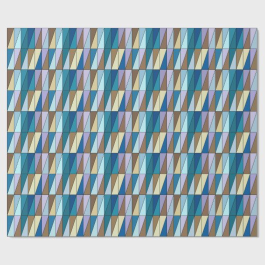 Moderne geometrische driehoeken, blauw en koffie-b cadeaupapier (Vlak)