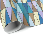 Moderne geometrische driehoeken, blauw en koffie-b cadeaupapier (Rol Hoek)