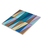 Moderne geometrische driehoeken, blauw en koffie-b tegeltje (Zijkant)