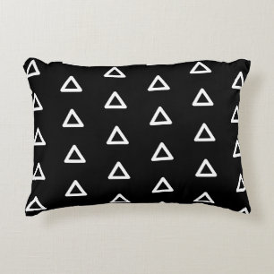 Moderne geometrische driehoeken Elegant zwart en w Accent Kussen