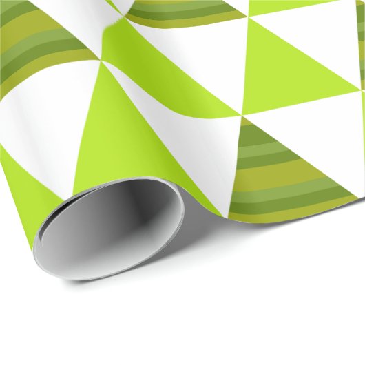 Moderne geometrische driehoeken Groen en wit patro Cadeaupapier (Rol Hoek)
