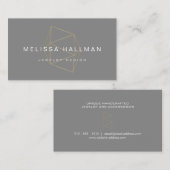 Moderne geometrische edelsteen grijs visitekaartje (Voorkant / Achterkant)