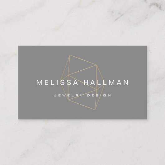 Moderne geometrische edelsteen grijs visitekaartje (Voorkant)