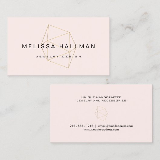 Moderne geometrische edelsteen roze visitekaartje (Voorkant / Achterkant)
