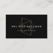 Moderne geometrische edelsteen zwart visitekaartje (Voorkant)