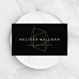 Moderne geometrische edelsteen zwart visitekaartje