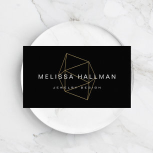 Moderne geometrische edelsteen zwart visitekaartje