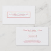 Moderne geometrische eenvoudige roze en wit visitekaartje (Voorkant / Achterkant)