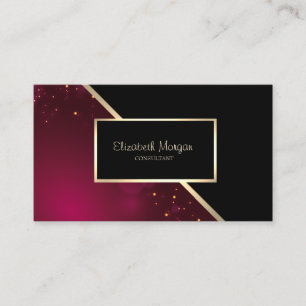 Moderne Geometrische, Elegante, Gouden Lijst Rood Visitekaartje