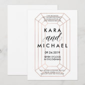 Moderne Geometrische Emerald Cut Diamond Shape Wed Kaart (Voorkant / Achterkant)