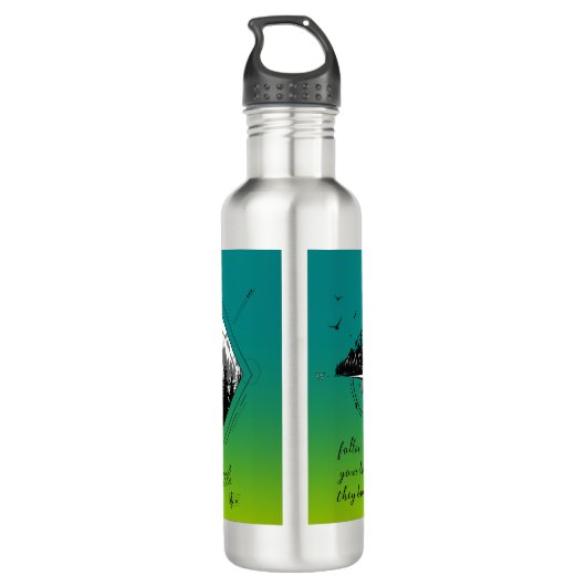 Moderne geometrische en gradiënt natuur landschap waterfles (Achterkant)