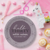 Moderne geometrische en script 30e verjaardag papieren bordje (Feest)