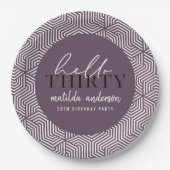 Moderne geometrische en script 30e verjaardag papieren bordje (Voorkant)