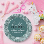 Moderne geometrische en script 30e verjaardag papieren bordje (Feest)