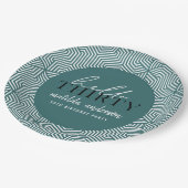 Moderne geometrische en script 30e verjaardag papieren bordje (Gekanteld)