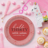 Moderne geometrische en script 30e verjaardag papieren bordje (Feest)