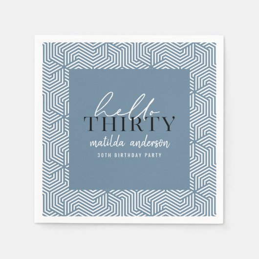 Moderne geometrische en script 30e verjaardag servet (Voorkant)