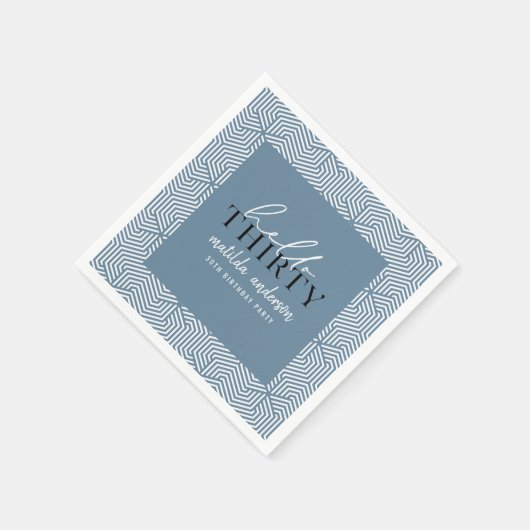 Moderne geometrische en script 30e verjaardag servet (Hoek)