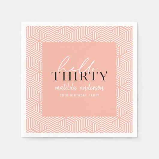 Moderne geometrische en script 30e verjaardag servet (Voorkant)