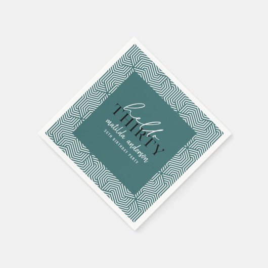 Moderne geometrische en script 30e verjaardag servet (Hoek)