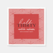 Moderne geometrische en script 30e verjaardag servet (Voorkant)