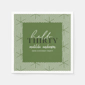 Moderne geometrische en script 30e verjaardag servet (Voorkant)