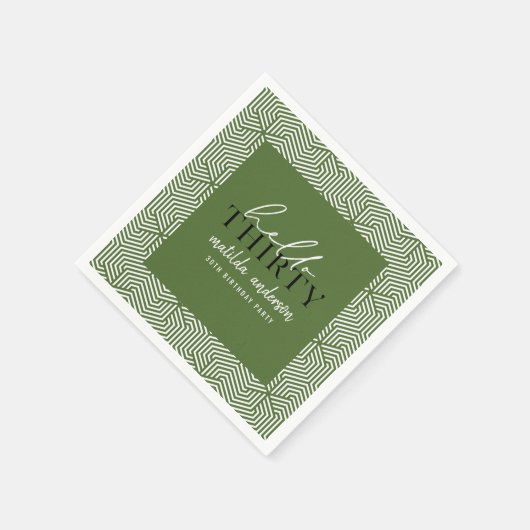 Moderne geometrische en script 30e verjaardag servet (Hoek)