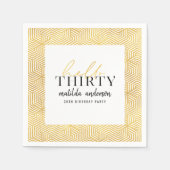 Moderne geometrische en script gouden 30e verjaard servet (Voorkant)