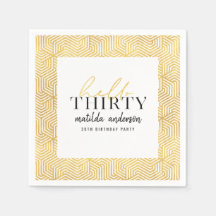Moderne geometrische en script gouden 30e verjaard servet