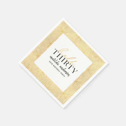 Moderne geometrische en script gouden 30e verjaard servet (Hoek)