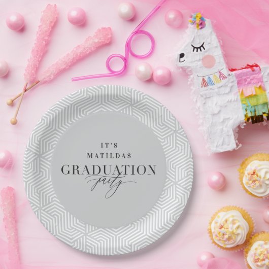 Moderne geometrische en scriptgraduatie-partij papieren bordje (Feest)