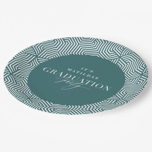 Moderne geometrische en scriptgraduatie-partij papieren bordje (Gekanteld)